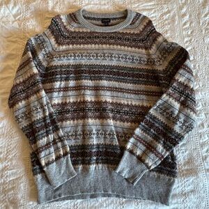 Striped Fair Isle crewneck sweater in supersoft wool blend